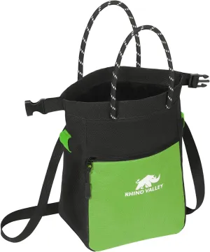 Rhino Valley Chalk Bag for Rock Climbing, No Leak Magnetic Climbing Chalk Bag with Handle, Climbing Chalk Bucket Gear with Adjustable Belt Zipper Pockets for Cross Fit, Weight Lifting