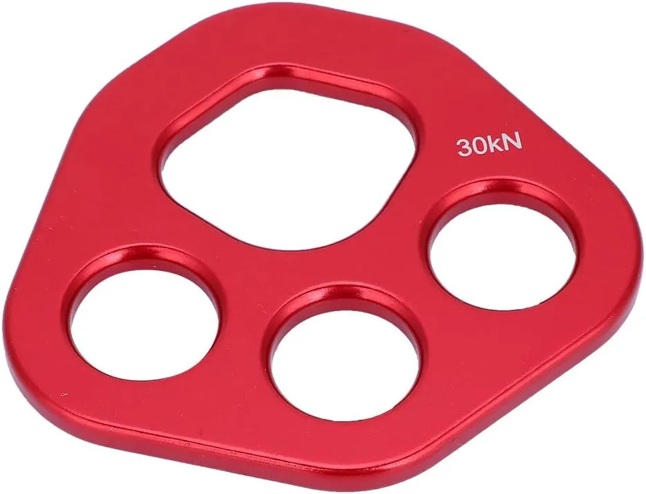 Rigging Plate, 30kN Aluminum Rigging Plate, Aviation Aluminum 4 Holes Claw Descender Plate, Climbing Bolt Rigging Plate for Rock Climbing