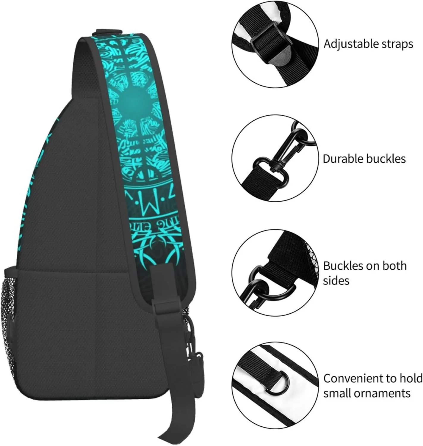 RIMENCH Bue circle Viking Vegvisir runic compass Sling Backpack Bag For Women Men Chest Bag Daypack Crossbody Backpack For Travel Sports Running Hiking