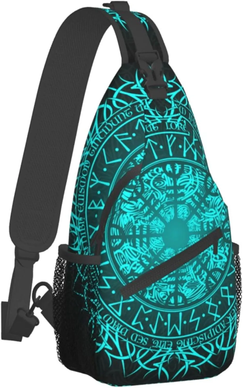 RIMENCH Bue circle Viking Vegvisir runic compass Sling Backpack Bag For Women Men Chest Bag Daypack Crossbody Backpack For Travel Sports Running Hiking