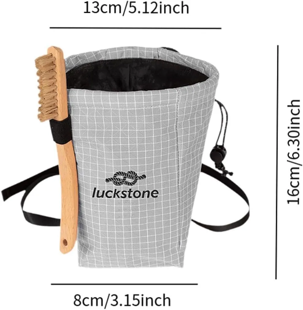 Rock Climbing Chalk Bag Bouldering Chalk Bag Bucket Gym Chalk Bag Multifunctional Gym Pouch Storage Bag with Brush and Adjustable Belt for Climbing, Cross Fit, Weight Lifting
