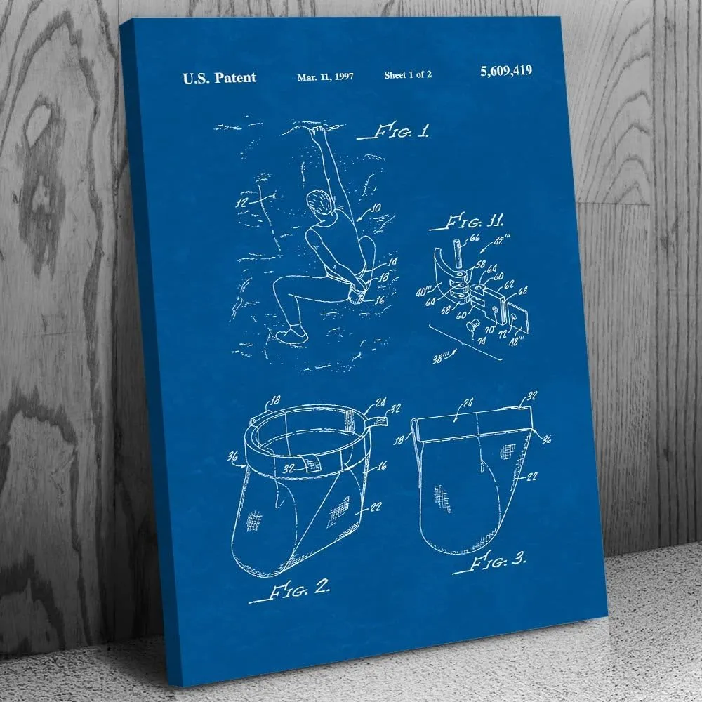 Rock Climbing Chalk Bag Patent Canvas Print (11x14) Bouldering Gifts, Gym Decor, Climbing Gifts, Climbing Wall Art, Gifts For Men