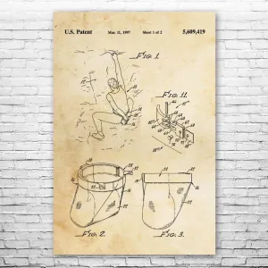 Rock Climbing Chalk Bag Patent Print Poster (16x20) Bouldering Gifts, Gym Decor, Climbing Gifts, Climbing Wall Art, Gifts For Men