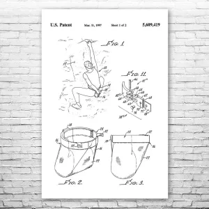 Rock Climbing Chalk Bag Patent Print Poster (24x36) Bouldering Gifts, Gym Decor, Climbing Gifts, Climbing Wall Art, Gifts For Men