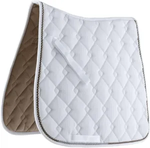 Roma Ecole Double Diamond Dressage Saddle Pad - White/navy/gold, Full