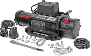Rough Country 9,500LB PRO Series Winch with Synthetic Rope - 12V Waterproof 5.5HP Electric Winch for Jeeps, Trucks, Off Road Recovery Winch with Remote