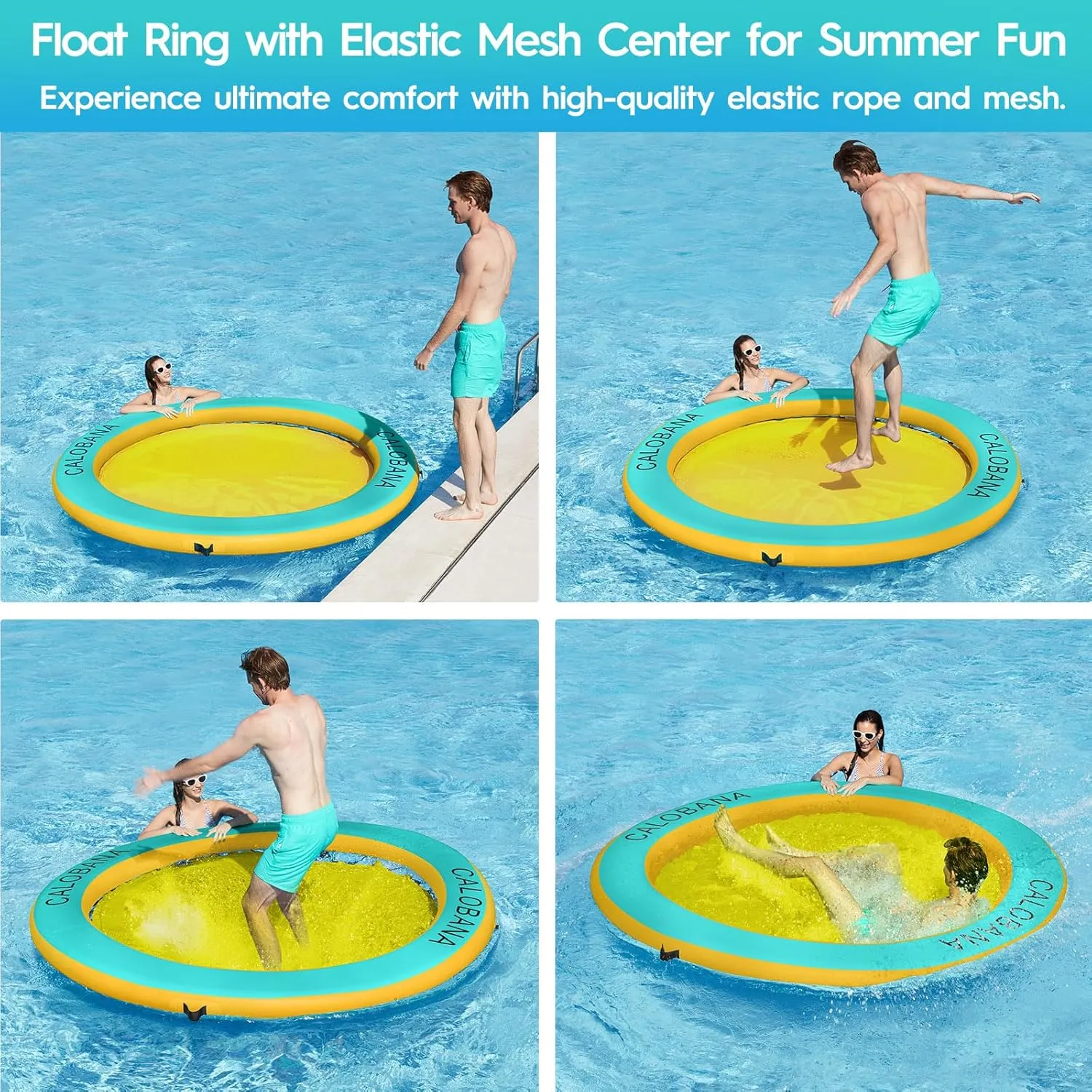 Round Floating Ring Inflatable Water Hammock Heavy Duty River Floats Lake Raft for Adults Tanning Pool Lounger Float Island Platform Pad Mat for Party