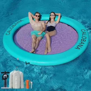 Round Floating Ring Inflatable Water Hammock Heavy Duty River Floats Lake Raft for Adults Tanning Pool Lounger Float Island Platform Pad Mat for Party