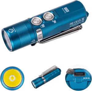 RovyVon 2nd Aurora A23 USB-C Rechargeable EDC Flashlight, 1000 Lumens Super Bright with EDC Pocket-Sized, Momentary on, Lock Mode, Gift for Emergency,Outdoor(Blue)