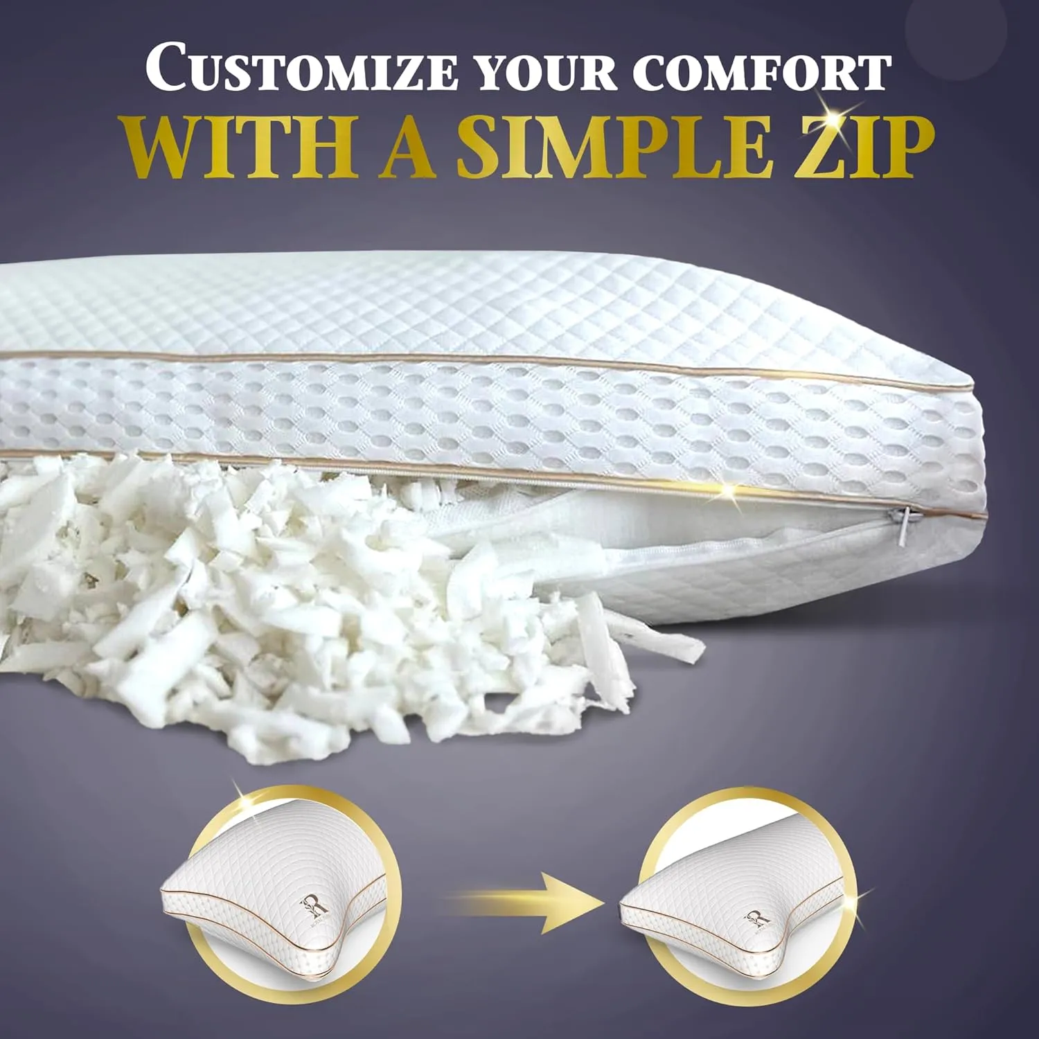Royal Therapy King 2-Pack Memory Foam Pillow, Adjustable Shredded Odor-Free Pillow for Neck & Shoulder Pain Relief, Support for Back, Stomach, Side Sleepers BioForm