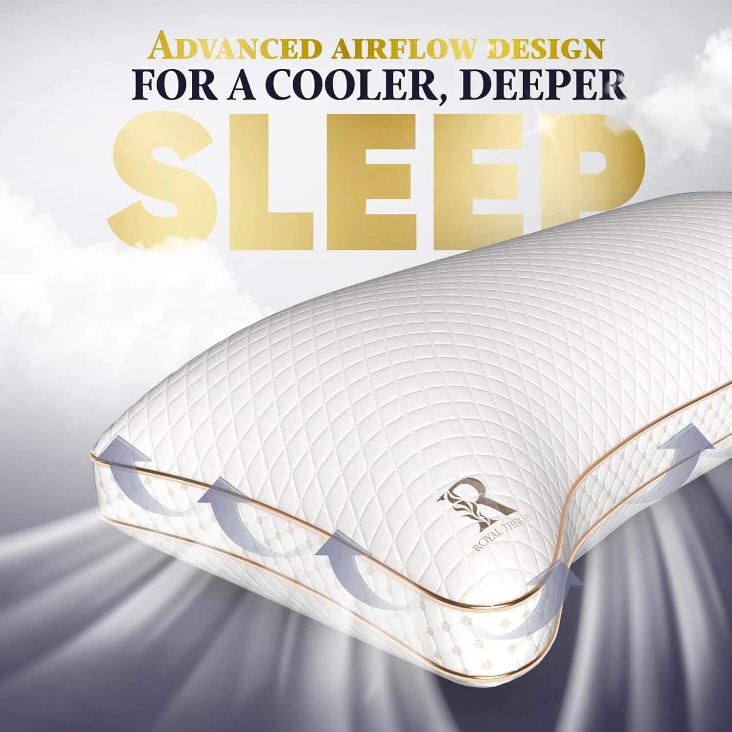 Royal Therapy King 2-Pack Memory Foam Pillow, Adjustable Shredded Odor-Free Pillow for Neck & Shoulder Pain Relief, Support for Back, Stomach, Side Sleepers BioForm