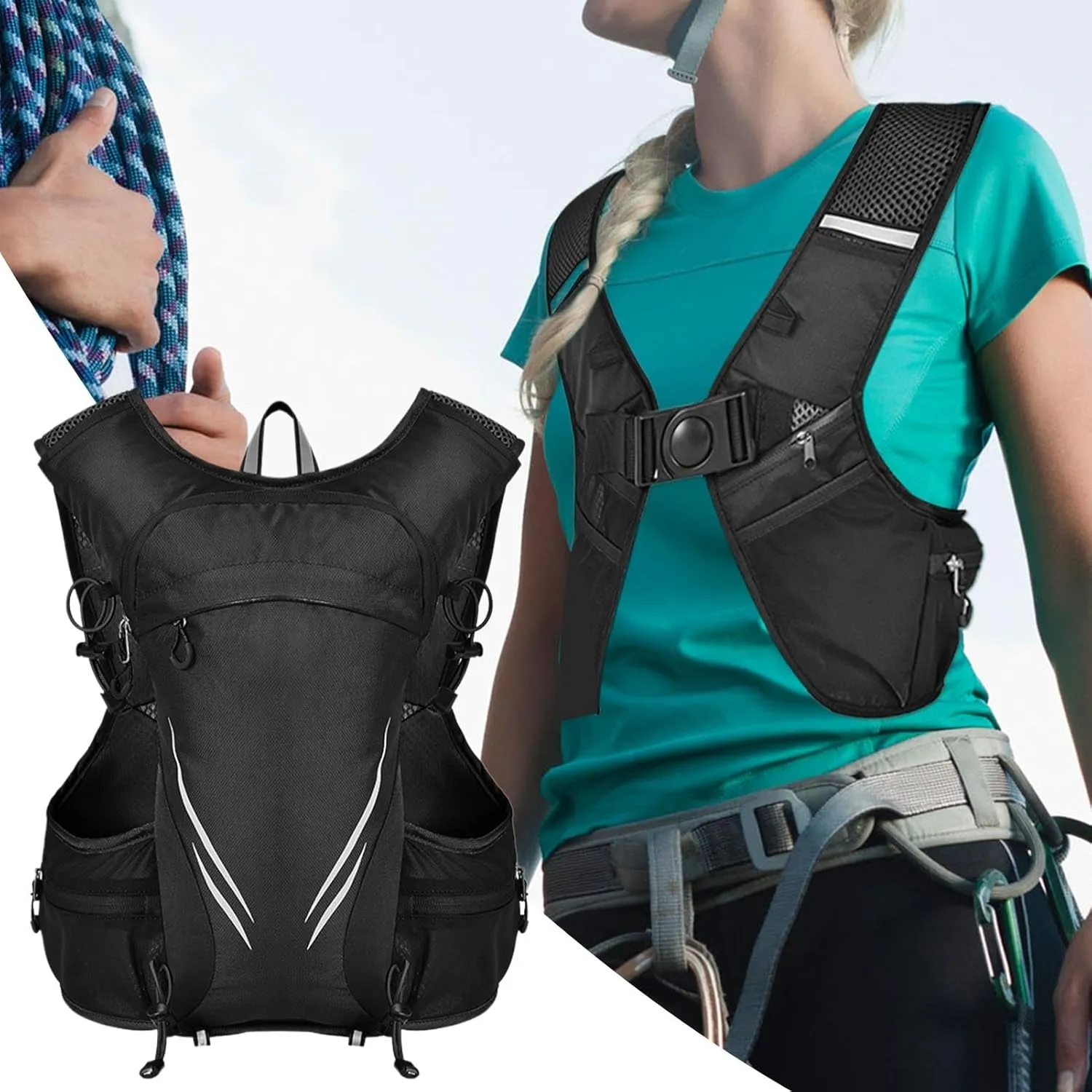 Running Chest Bag | Lightweight Vest Bag for Sports,Outdoors Sports Chest Bag for Men, Large Capacity Vest Bag with Safety