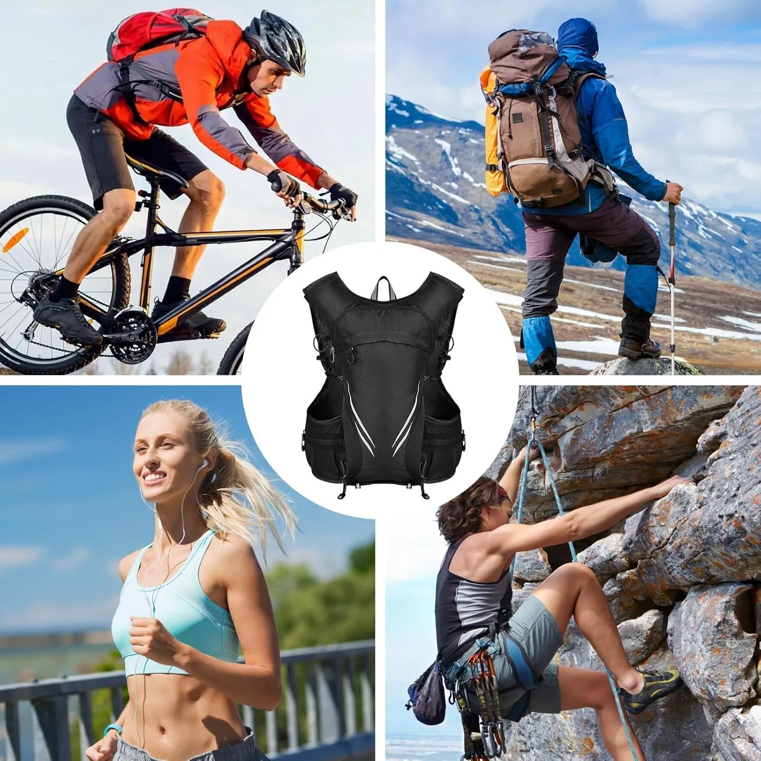 Running Chest Bag | Lightweight Vest Bag for Sports,Outdoors Sports Chest Bag for Men, Large Capacity Vest Bag with Safety