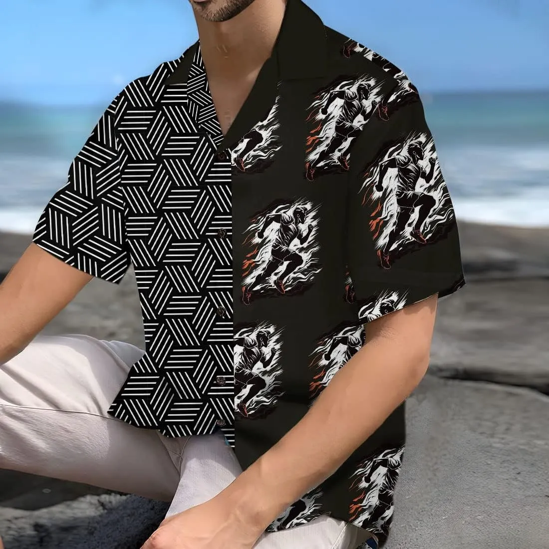 Running Marathon Hawaiian Shirts for Men - Runner Button Down Mens Hawaiian Shirts Short Sleeve Luau Beach Shirt Series 26