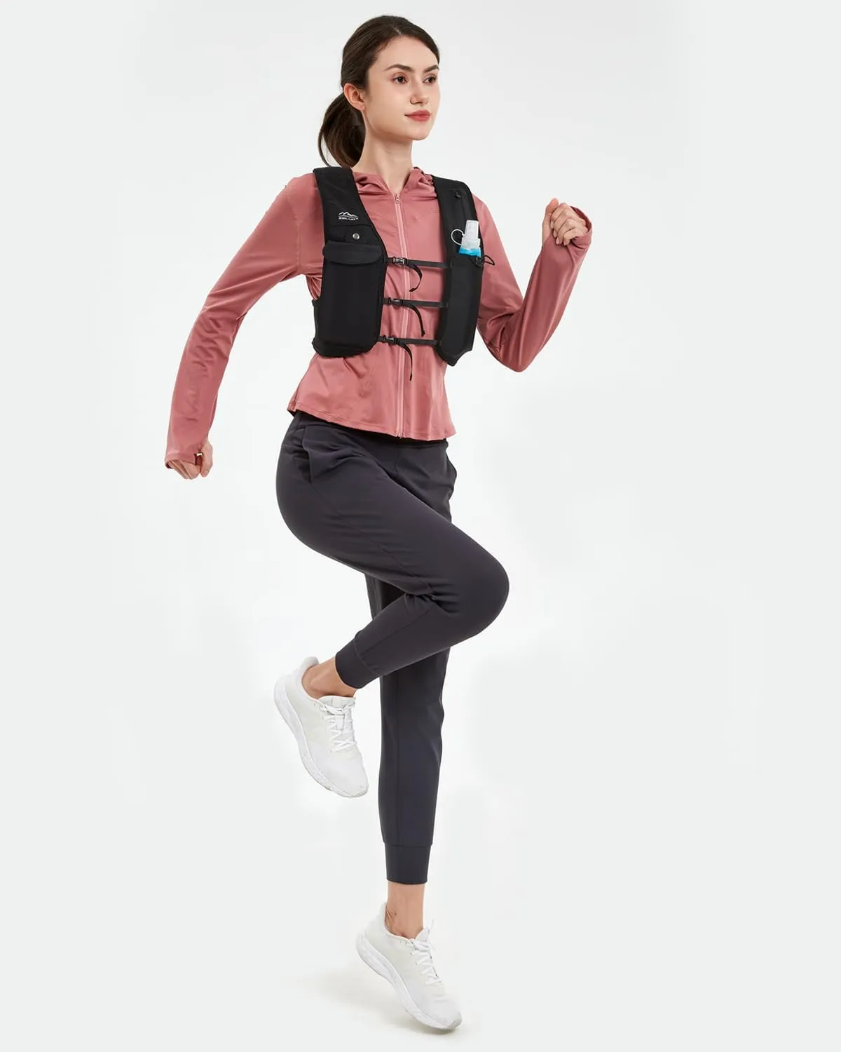 Running Vest for Women Men, USA Original Patent, Adjustable Chest Straps Running Hydration Vest with Phone Holder and 6 Pockets, Lightweight Reflective Running Vest for Hiking Running