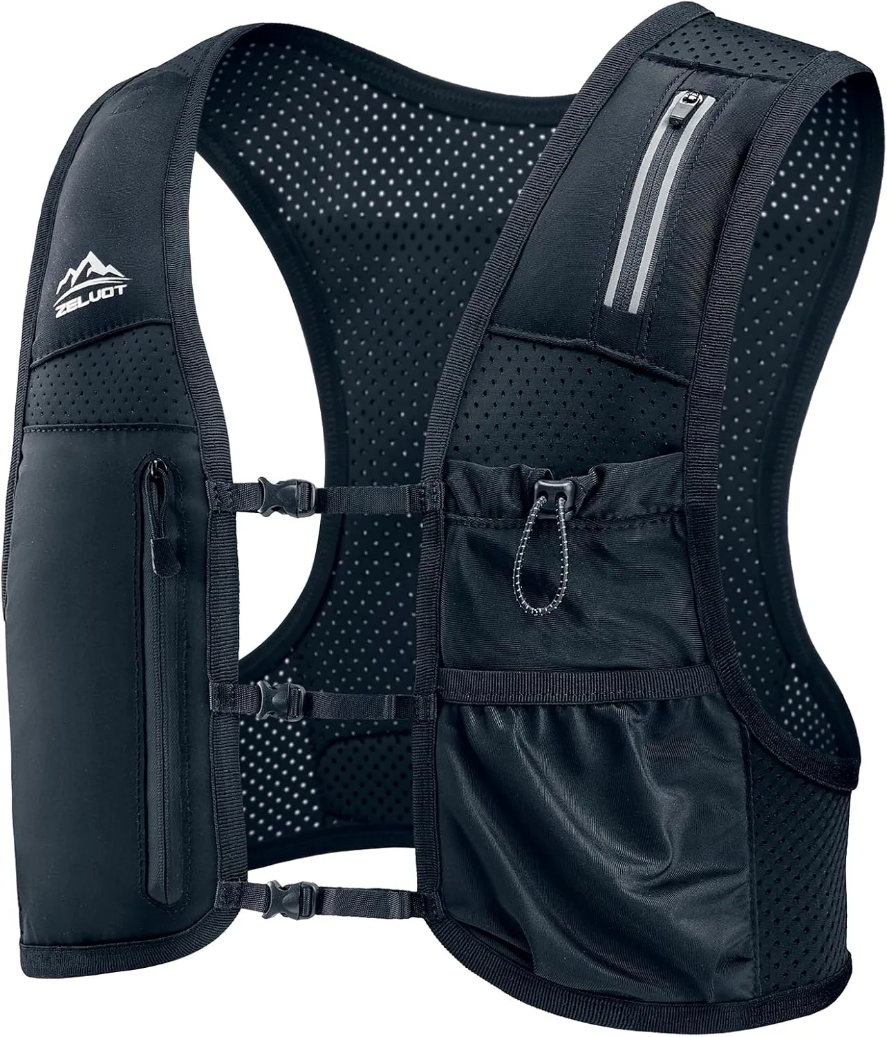 Running Vest for Women Men, USA Original Patent, Adjustable Chest Straps Running Hydration Vest with Phone Holder and 6 Pockets, Lightweight Reflective Running Vest for Hiking Running