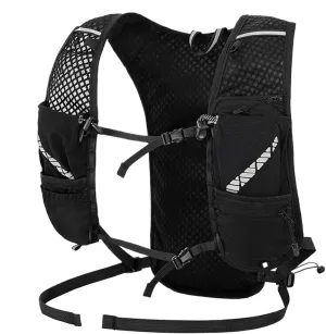 Running Vest - Reflective Hydration Chest Backpack | Running Vest for Workouts Hiking Cycling with Reflective Strip and Signal Whistle, Black, Large