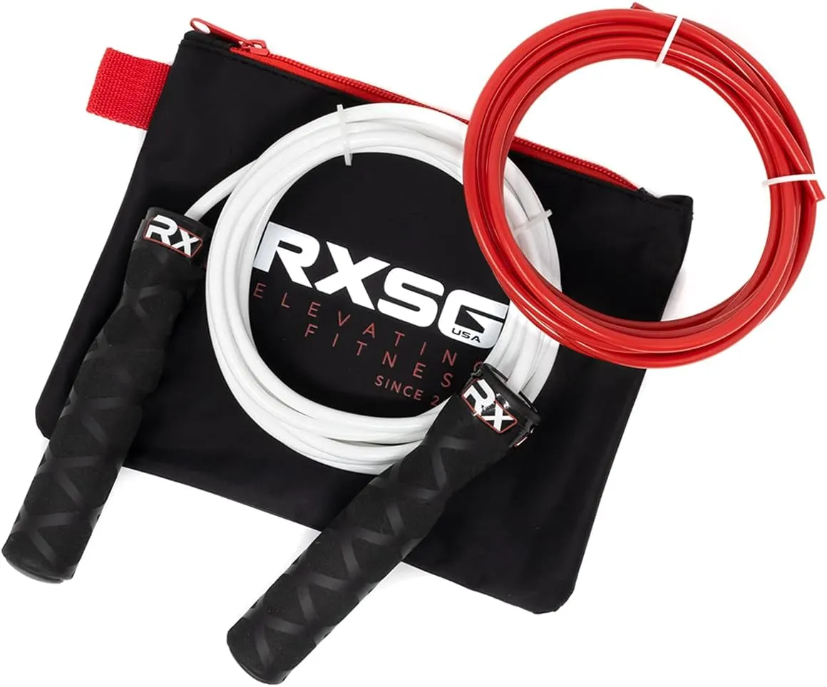Rx Smart Gear Flex Jump Rope - Adjustable Jumping Rope Bundle, Official Rope of Team USA Boxing | Premium Indoor & Outdoor Skipping Rope for Sports & Exercise, Crush Double Unders, Intense Cardio Training