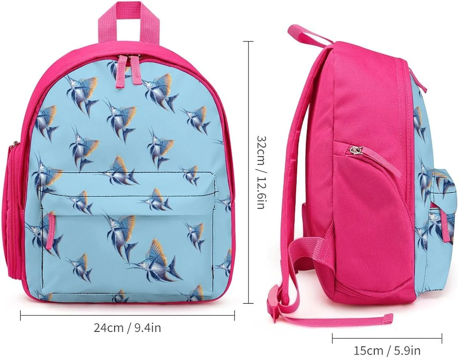 Sailfish Cute Backpack Small Daily Casual Daypack Travel Bag with Adjustable Strap Graphic Print