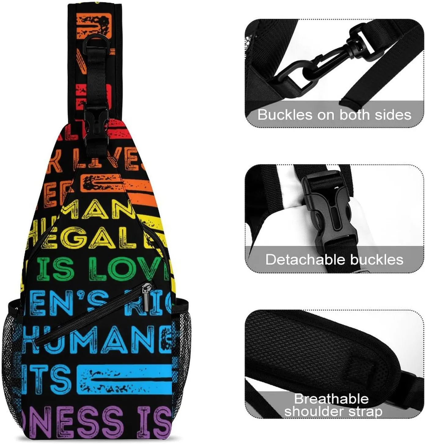 Science-is-real-print Crossbody Sling Backpack, Shoulder Bag Chest Bag for Travel Sport Running