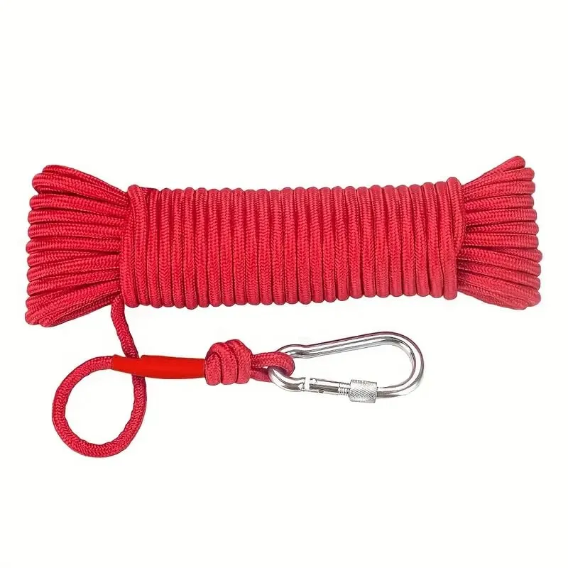 SEDLAV 787.40 Inch (20 m) Heavy-Duty Magnet Fishing Rope – Nylon Rope for Magnet Fishing with Snap Hook – RED 20m Magnet Fishing Rope for Magnet Hook (20m)