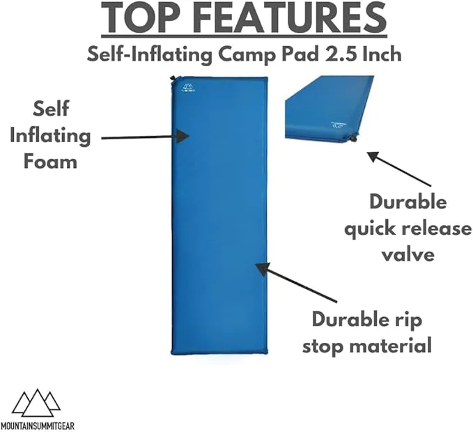 Self-Inflating Camp Pad - 2.5 Inches Thick (Air Mattress Camping Accessory Made by Caddis Sports, Inc.)