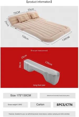Self-Inflating Car Air Mattress, Movable Thicker Portable Car Bed Camping Inflatable Mattress(C Blue)