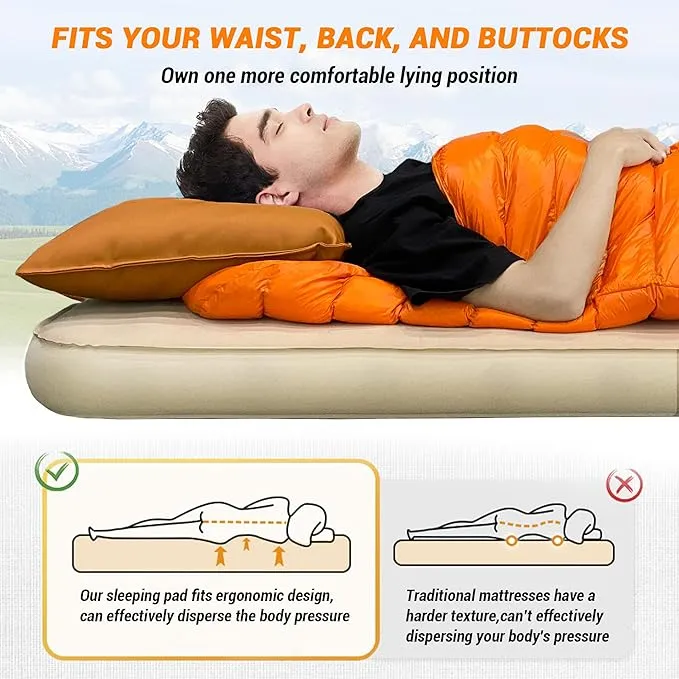 Self Inflating Sleeping Pad, 2.7" Extra Thick Memory Foam Camping Pad, 60S Fast Air Self-Inflating Camping Mattress Pads, 4 Season Sleeping Mat for Camping Rooftop Tent Car Truck Van