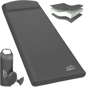 Self Inflating Sleeping Pad for Camping - 3.1" Thick Foam Sleeping Pad with Inflatable Bag, Lightweight Inflatable Camping Mattress Pad for Car Camping Backpacking Hiking Camping Mat (Grey)