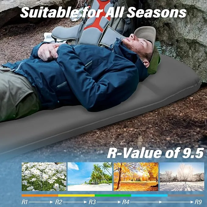 Self Inflating Sleeping Pad for Camping - 3.1" Thick Foam Sleeping Pad with Inflatable Bag, Lightweight Inflatable Camping Mattress Pad for Car Camping Backpacking Hiking Camping Mat (Grey)