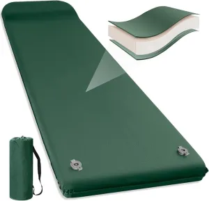 Self Inflating Sleeping Pad for Camping Fast Inflating in 20s Insulated Camping Pad Ultra-Thick Foam Camping Mats Memory Foam Camping Air Mattress with Pillow for Car Camping , Tent, Home,Travel