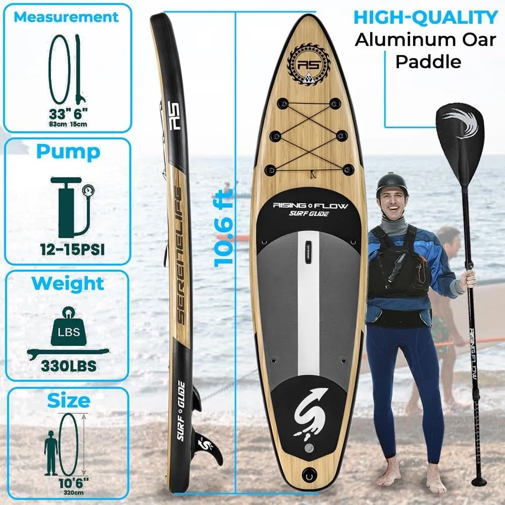 SereneLife Inflatable Stand Up Paddle Board and Detachable Seat - SUP Paddleboard Set for Adults and Youth, 32" Wide Design with Non-Slip EVA Deck Pad and Marine-Grade Materials, 350 lbs Capacity