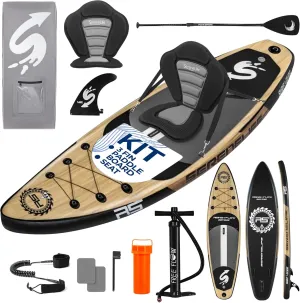 SereneLife Inflatable Stand Up Paddle Board and Detachable Seat - SUP Paddleboard Set for Adults and Youth, 32" Wide Design with Non-Slip EVA Deck Pad and Marine-Grade Materials, 350 lbs Capacity