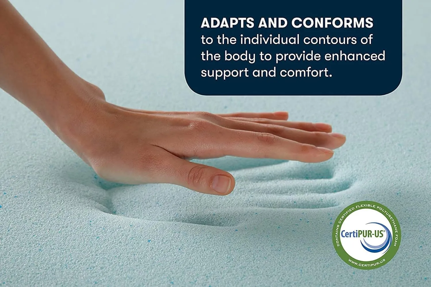 Serta ThermaGel Cooling, Pressure-Relieving Memory Foam Mattress Topper, 3 Inch, Twin XL,Blue