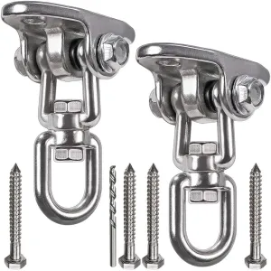 Set of 2 Heavy Duty Swing Hangers Stainless Steel 304, Double Protection Design,【2200 lb Capacity】 360° Rotation, Playground Porch Yoga Seat Trapeze, Hammock Chair, Swing Set Indoor Outdoor