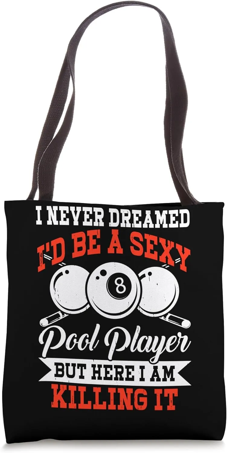 Sexy Pool Player Billiard Balls Chalk Cue Sports Tote Bag