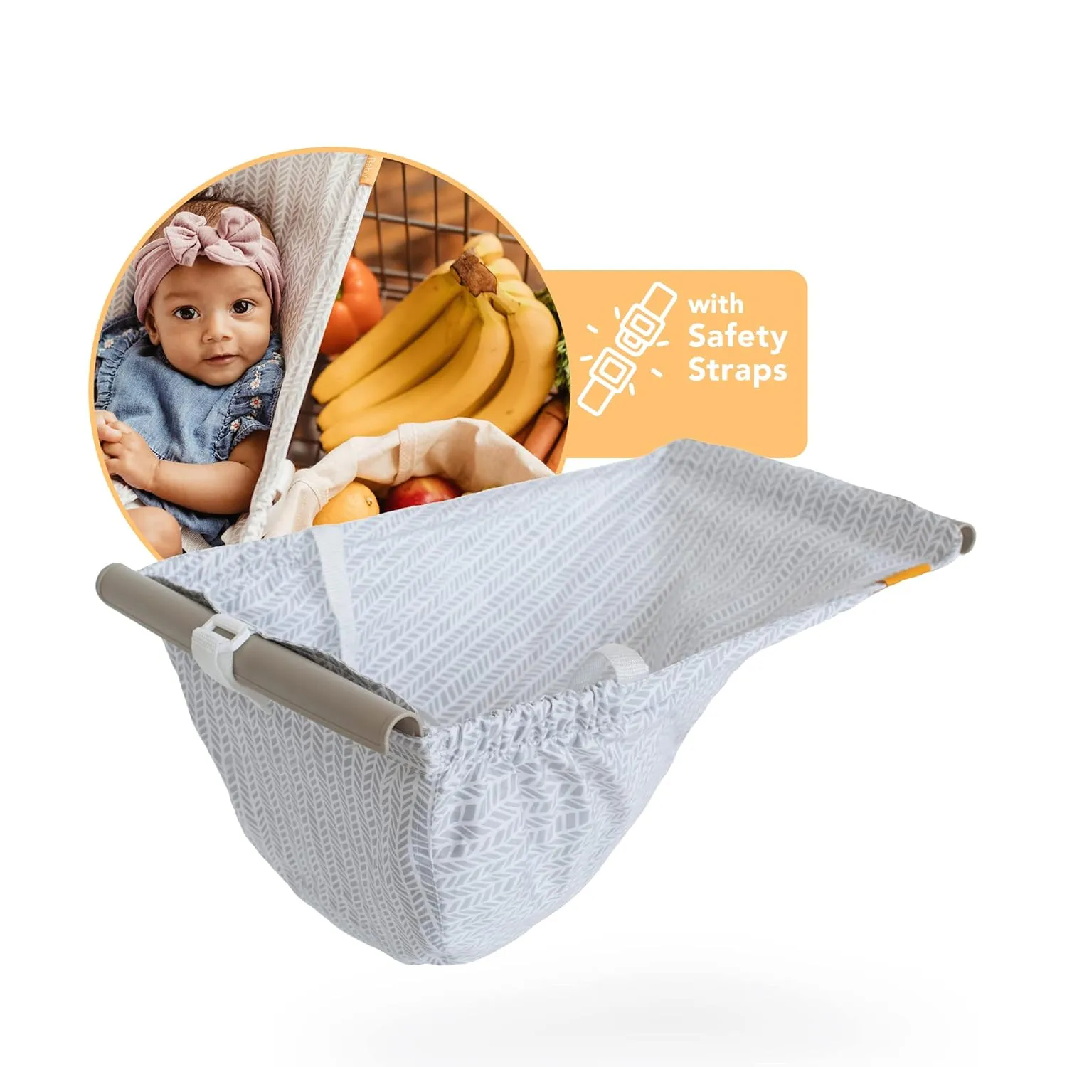 Shopping Cart Hammock for Infants and Toddlers, Babies, for All Car Seat Models, Grocery, Capacity of up to 50 lbs, Little Arrow