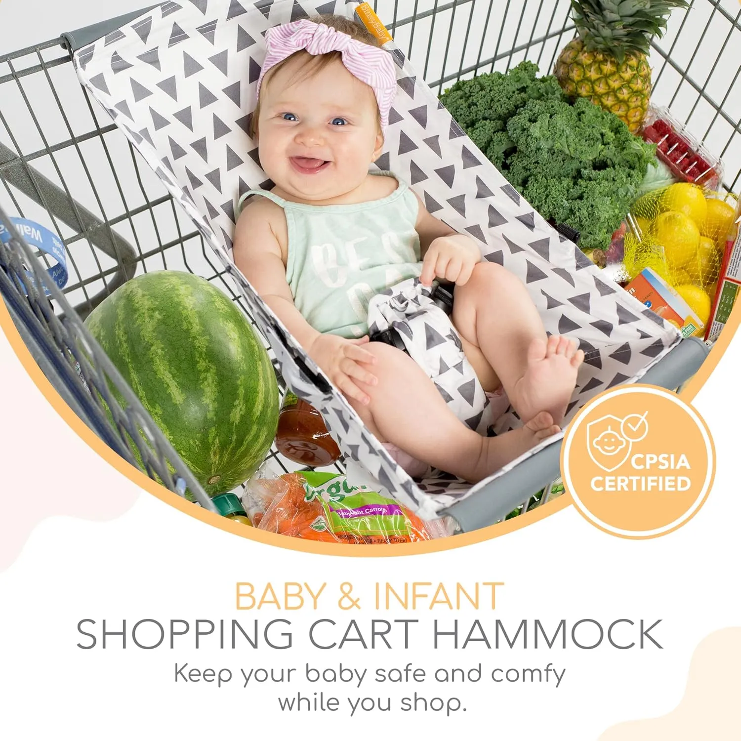 Shopping Cart Hammock for Infants and Toddlers, Cart Seats for Babies, for All Car Seat Models, Grocery Cart Hammock for Baby, Capacity of up to 50 lbs, Triangles