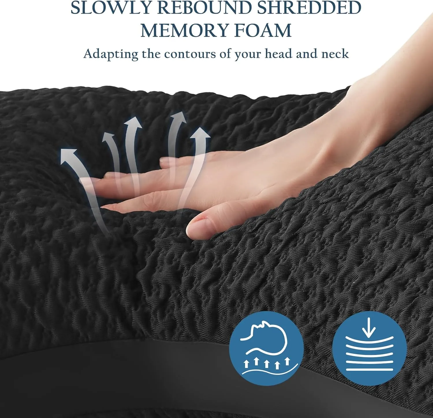 Side Sleeper Pillows for Adults, Adjustable Shredded Memory Foam Bed Pillows for Neck and Shoulder Pain, Standard Black Cooling Curved Pillows with Washable Cover & Extra Foam Bag