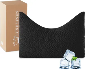 Side Sleeper Pillows for Adults, Adjustable Shredded Memory Foam Bed Pillows for Neck and Shoulder Pain, Standard Black Cooling Curved Pillows with Washable Cover & Extra Foam Bag