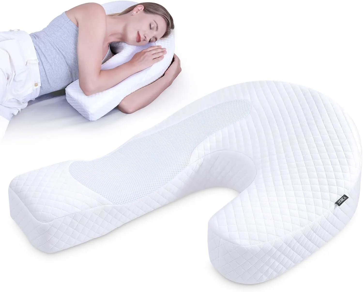 Side Sleeper Pillows for Adults, Memory Foam U Shaped Pillows for Neck Pain Relief, Cervical Neck Pillow for Side Sleepers with Removable Washable Pillowcase (Upgraded Version)