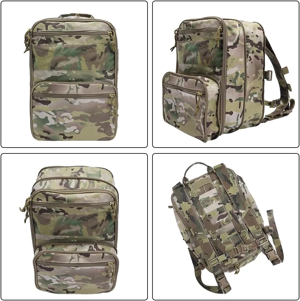 SINAIRSOFT Tactical Expandable Backpack Tactical Hydration Backpack Tactical MOLLE Flatpack D3 Carrier for Vest & Chest Rig