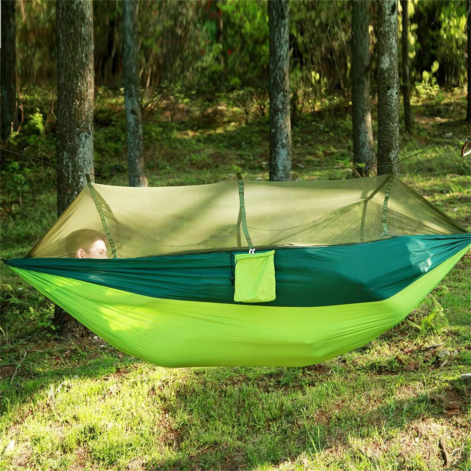 Single & Double Best Hammock Camping with Mosquito Bug Net - Easy Assembly Parachute Nylon Hammock with 10ft Hammock Tree Straps & Carabiners for Camping, Backpacking, Survival, Travel