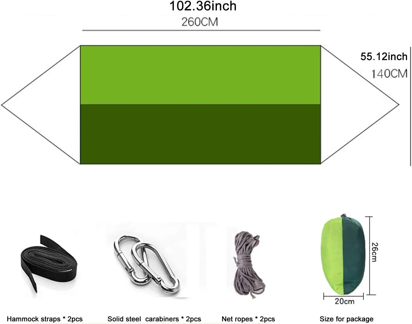 Single & Double Best Hammock Camping with Mosquito Bug Net - Easy Assembly Parachute Nylon Hammock with 10ft Hammock Tree Straps & Carabiners for Camping, Backpacking, Survival, Travel
