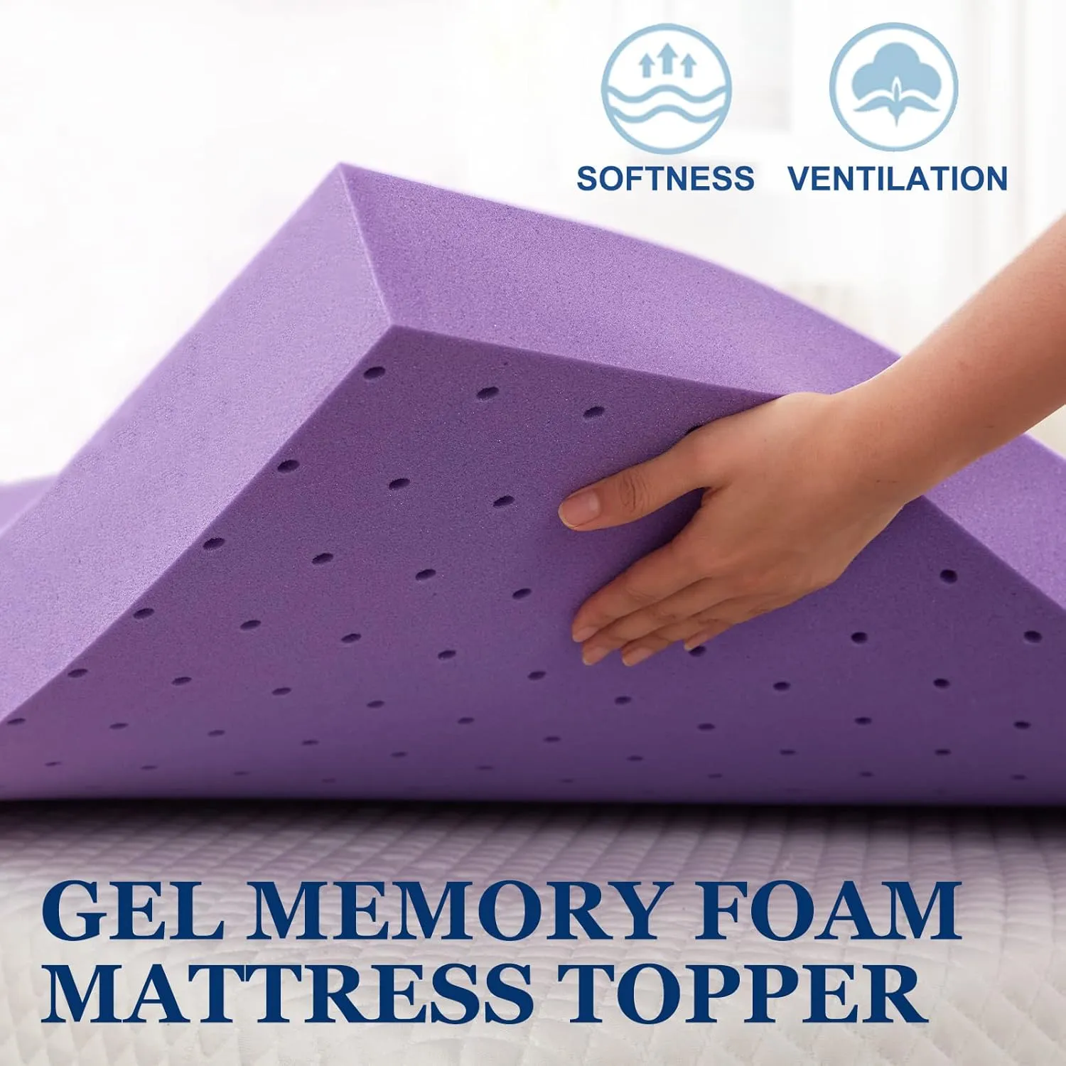 SINWEEK Mattress Topper Twin XL, 2 Inch Gel Memory Foam Mattress Topper College Dorm Ventilated Soft Mattress Pad, Bed Topper, CertiPUR-US Certified
