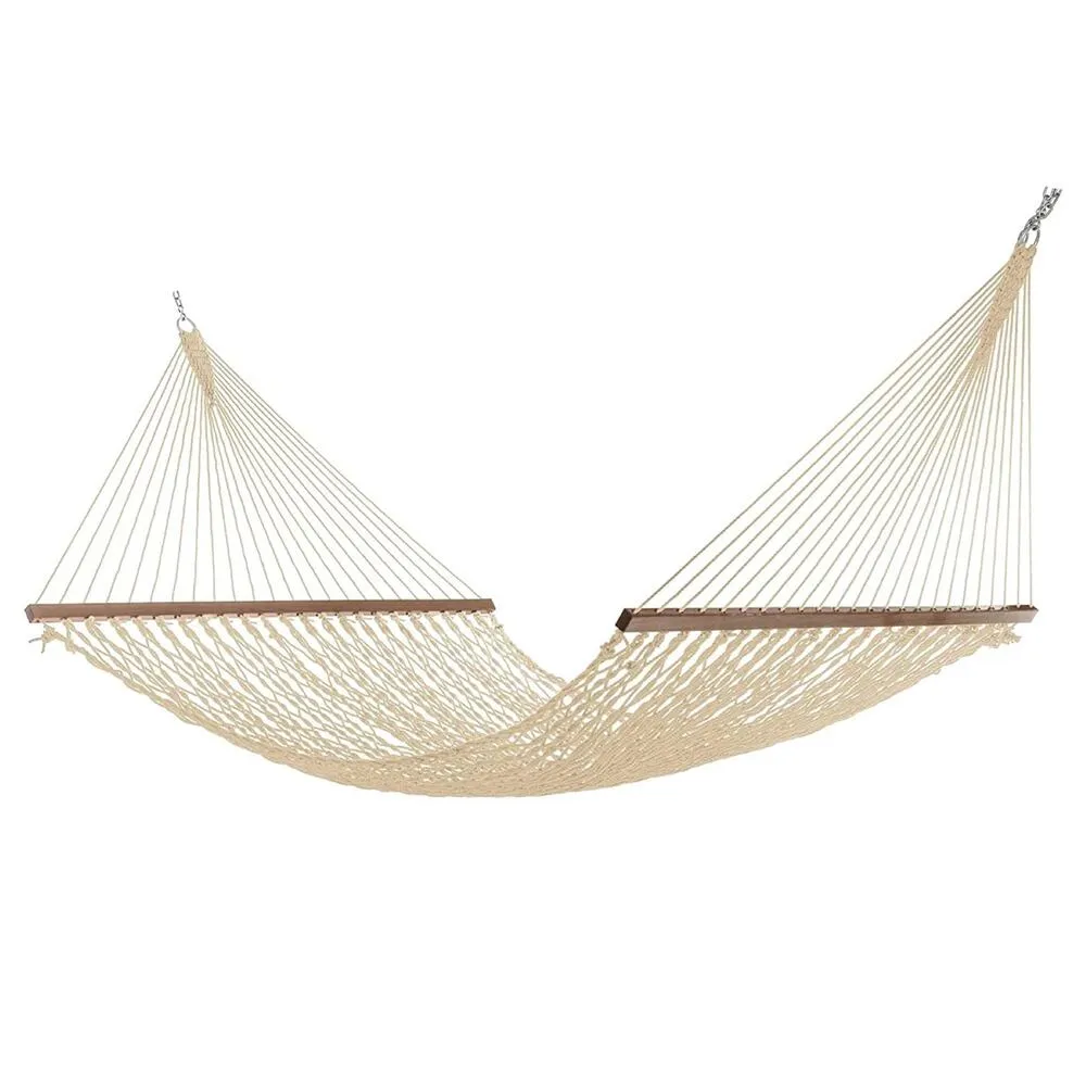 Slack Jack Cotton Rope Hammock for 2 Person | Jhula for Adults & Kids with Hardwood Spreader Bars | Swing for Home Decor, Balcony, Patio, Garden| Includes Free Hanging Accessory (Natural)
