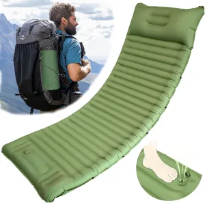 Sleeping Pad for Camping 4in Thick, Camping Air Mattress Pad Built-in Pump, Ultralight Inflatable Mat with Pillow, Sleeping Pad Backpacking, Holds 440lbs, 40D 60D Nylon