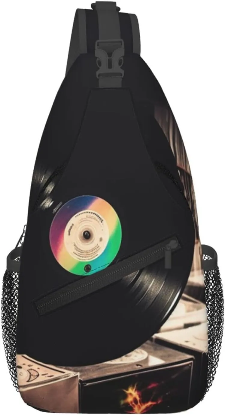 Sling Bags for Women Men Vinyl Records Sling Backpack Adjustable Belt Bum Bags Fanny Pack for Travel Sports Running Hiking Waist Packs