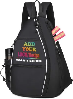 SMALL COLOR Personalized Sport Gym Bag For Men Women Custom Pickleball Paddles Sprots Backpack With Logo/Text/Photo (Black)