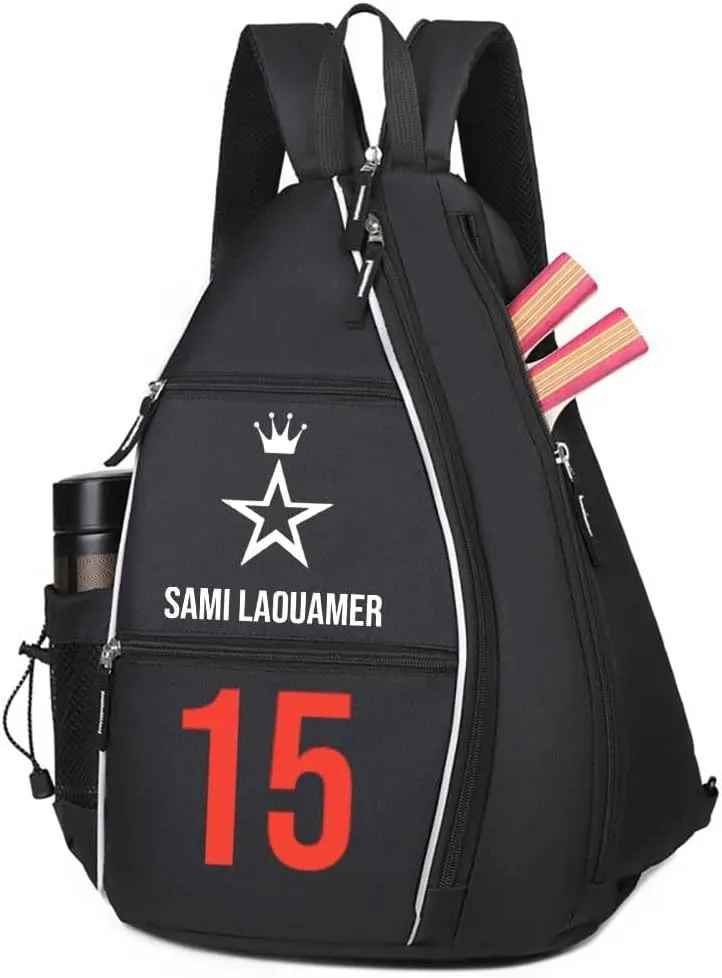 SMALL COLOR Personalized Sport Gym Bag For Men Women Custom Pickleball Paddles Sprots Backpack With Logo/Text/Photo (Black)